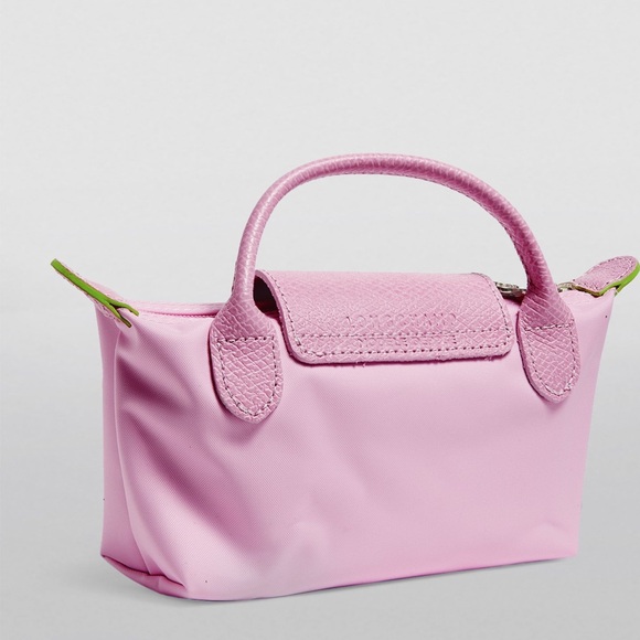 LONGCHAMP Mini Le Pliage Green Top-Handle Bag + Strap - Peony Pink *RARE* - Picture 2 of 9